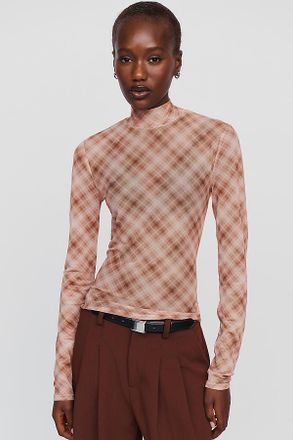 Eloise Elodie Bourbon Mesh Turtleneck Top