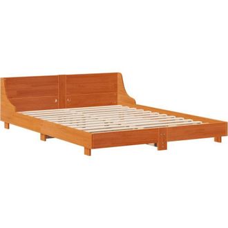 vidaXL Vidaxl - Estructura De Cama Sin Colch&oacute;n Madera Maciza Marr&oacute;n 120x190 Cm