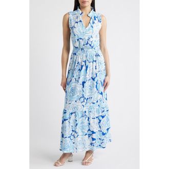 Lilly Pulitzer Amiria Sleeveless Maxi Dress in Capri Blue Rosanna at Nordstrom, Size Xx-Small
