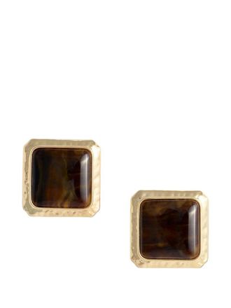 Self Portrait Square Brown Enamel Stud Earring