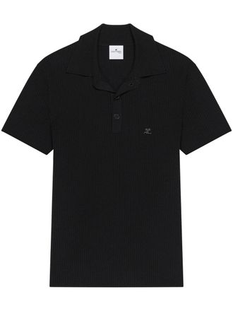 Courrèges Geribbeld poloshirt - Zwart