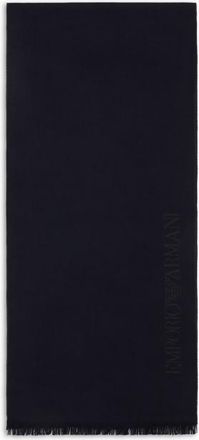Emporio Armani Wool Scarf With Jacquard Logo Lettering, Size One Size