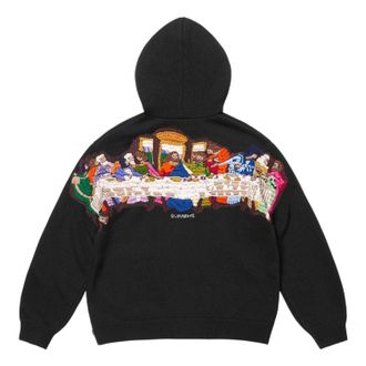 SUPREME Last Supper Embroidered Zip Up Hooded Sweater Black SS25SK28-BLACK