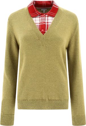 Loewe Womens Trompe L Oeil Sweater - Sage Green Wool - Size Small