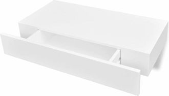 vidaXL Vidaxl - Estante Flotante Pared Con 1 Caj&oacute;n Mdf Blanco Para Libros/dvd