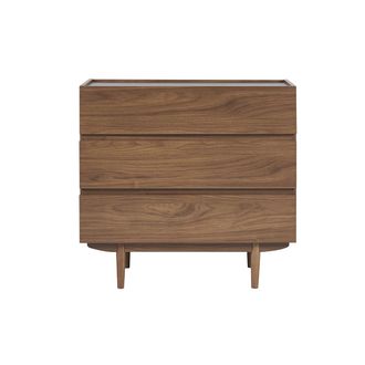 Miliboo C&oacute;moda De 3 Cajones De Madera Oscura 80 Cm Sanaa