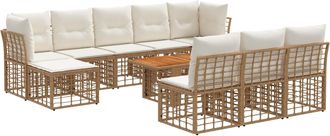 vidaXL Conjunto De Sof&aacute;s De Jard&iacute;n 11 Uds. Natural Y Crema Vidaxl