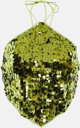 Os&eacute;ree Sequined halterneck crop top