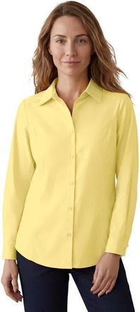 Jessica London Stretch Cotton Poplin Button Down Shirt in Banana Cream at Nordstrom, Size 22