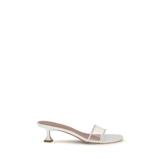 Amina Muaddi White Pvc Womens Sandals