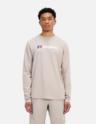 Berghaus Mens Berghaus Mens Big Logo Long Sleeve T-Shirt - Brown - Size: 44