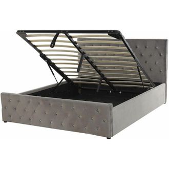Beliani Beliani - Letto Stile Moderno con Contenitore Velluto Grigio 160 x 200 cm Amiens