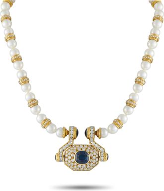 Luxury Bazaar 18K Yellow Gold 7.0ct Diamond and Sapphire Statement Necklace MF37-031726