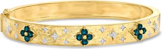 Ross-Simons London Blue Topaz Floral Bangle Bracelet With. Diamonds in 18kt Gold Over Sterling