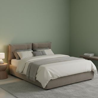 Talamo Italia Talamo Italia - Cama De Plaza Y Media Angelica, Cama Contenedor Con Revestimiento De Tela, 100% Made In Italy, Apertura Frontal, Con Colch&oacute;n Cm 120x19