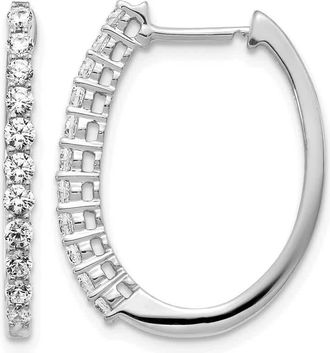 Diamond2Deal 14k White Gold 3/4 Ct Round Lab Grown Diamond Hoop Earrings