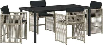 vidaXL Garden Dining Set 5 pcs Light Grey Poly Rattan vidaXL
