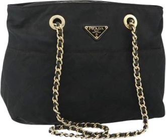 Prada Pre-owned Shoulder Bags, female, Black, Size: ONE SIZE Pre-owned Vintage Nylon Tote Bag