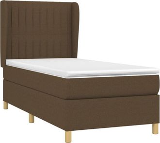 vidaXL Vidaxl - Cama Box Spring Con Colch&oacute;n Tela Marr&oacute;n Oscuro 100x200 Cm