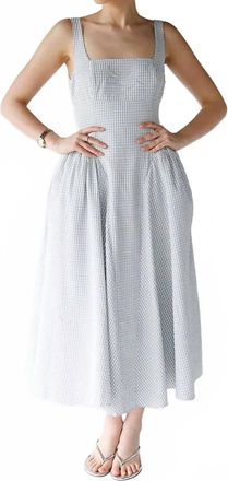 Astr Yinya Plaid Bow-Back Midi Dress In Blue