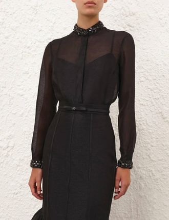 Zimmermann Hypnotic Jewelled Body Shirt In Black