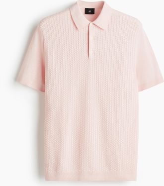 H&M Zopfstrick-Poloshirt in Slim Fit - Rosa