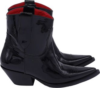 Maison Margiela Ankle Cowboy Boots in Black Patent Leather
