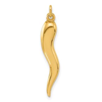 Diamond2Deal 14k Yellow Gold Polished Hollow Italian Horn Pendant