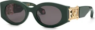 Roberto Cavalli Sunglasses Oval Full Rim, Black Frame And Grey Lens Src0640700