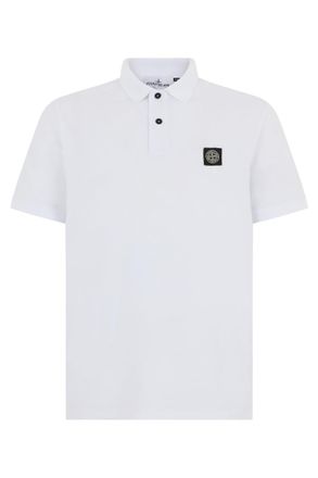 Stone Island White Shirt Collar Polos