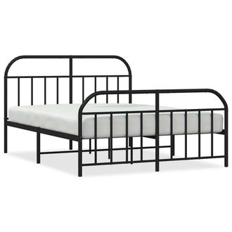 Berkfield Home Metal Bed Frame with Headboard & Footboard Black 135x190 cm Double