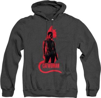 Gildan The Batman Selina Kyle Cat Silhouette Adult Heather Hoodie / Hooded Sweatshirt