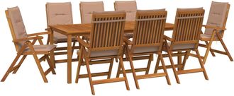 vidaXL Conjunto De Comedor De Jard&iacute;n De 9 Piezas Natural Vidaxl
