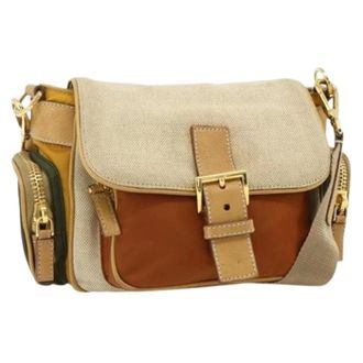 Prada Pre-owned Cross Body Bags, female, Multicolor, Size: ONE SIZE Pre-owned Vintage Canvas Shoulder Bag
