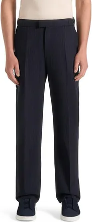 Mani&egrave;re De Voir Joseph Regular Fit Pinstripe Tailored Trousers in Navy at Nordstrom, Size 32