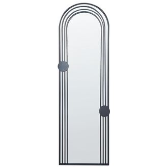 Beliani Espejo De Pared Decorativo De Estilo Glamuroso 45 X 146 Cm En Color Negro Ajain