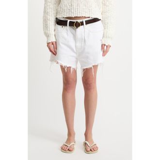 Denimist Brooke Distressed Denim Shorts in White W/Madras Patchwork at Nordstrom Rack, Size 26