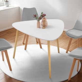 IDMarket Idmarket - Mesa de comedor ovalada gaia, para 4 personas, tablero blanco, patas de madera 110 cm