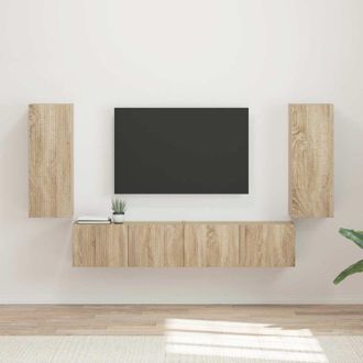 vidaXL Conjunto De Mueble Para Tv De Pared 4 Pcs Roble Sonoma Vidaxl