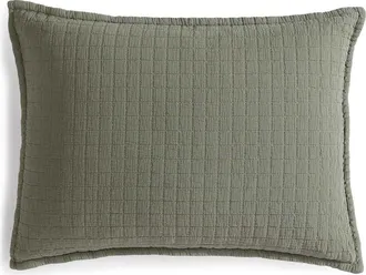 Calvin Klein Essential Washed Jacquard Pillow Sham in Green at Nordstrom, Size Standard