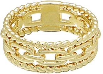 Adornia Adornia 14K Plated 3-Band Sandwich Ring