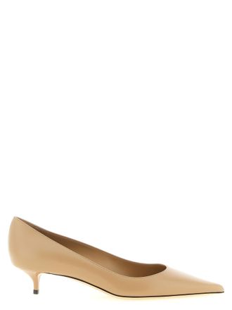 Jimmy Choo London Beige Leather Mid Heel Womens Pumps