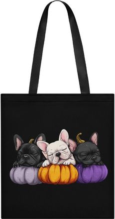 Generic French Bulldog Pumpkin Tote Bag for Women Men Shoulder Bags Purses Pouch Handbags