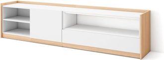 Skraut Home Mueble tv efecto madera blanco y roble 208x37x50cm