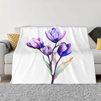 OEM Esta Manta Con Estampado De Tulipanes Morados En Acuarela Es Suave Y C&oacute;moda, Y Mide 152 Cm X 127 Cm. Confeccionada En Franela, Es Apta Para Adultos Y 