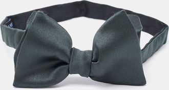 Lanvin Dark Green Silk Double Bow Tie