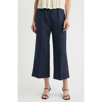 Theory City Twill Crop Wide Leg Pants in Nocturne Navy at Nordstrom, Size X-Large