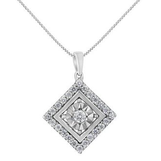 House of Brilliance 10KT White Gold 1/2 cttw Diamond Square Pendant Necklace at Nordstrom