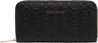 Carlo Colucci Klein Portemonnee met Logo in Reli&euml;f - Dames - Portefeuilles - Zwart - ONE Size - Accessoires
