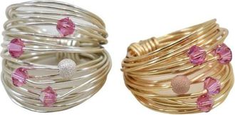 A Blonde and Her Bag Marcia Wire Wrap Ring with Hot Pink Swarovski Crystals - 14K Gold Fill/ Sterling Silver